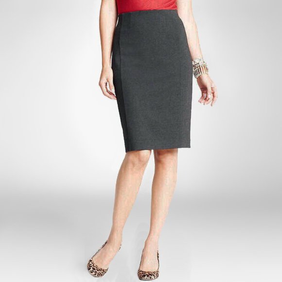 Ann Taylor Ponte Knit Pencil Skirt, 00P, Charcoal Gray Heather - Picture 1 of 6